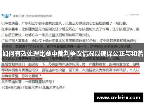 如何有效处理比赛中裁判争议情况以确保公正与和谐