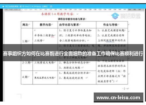 赛事组织方如何在比赛前进行全面细致的准备工作确保比赛顺利进行